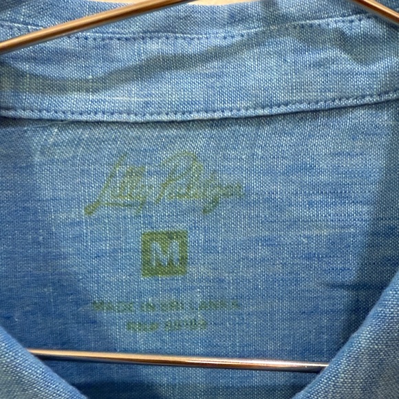 Lilly Pulitzer Linen Blue Button-Down Shirt Size Medium - Picture 2 of 4